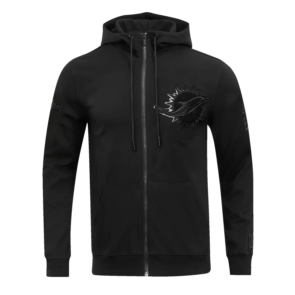 NFL MIAMI DOLPHINS TRIPLE BLACK MEN'S DK FZ HOODIE (TRIPLE BLACK)