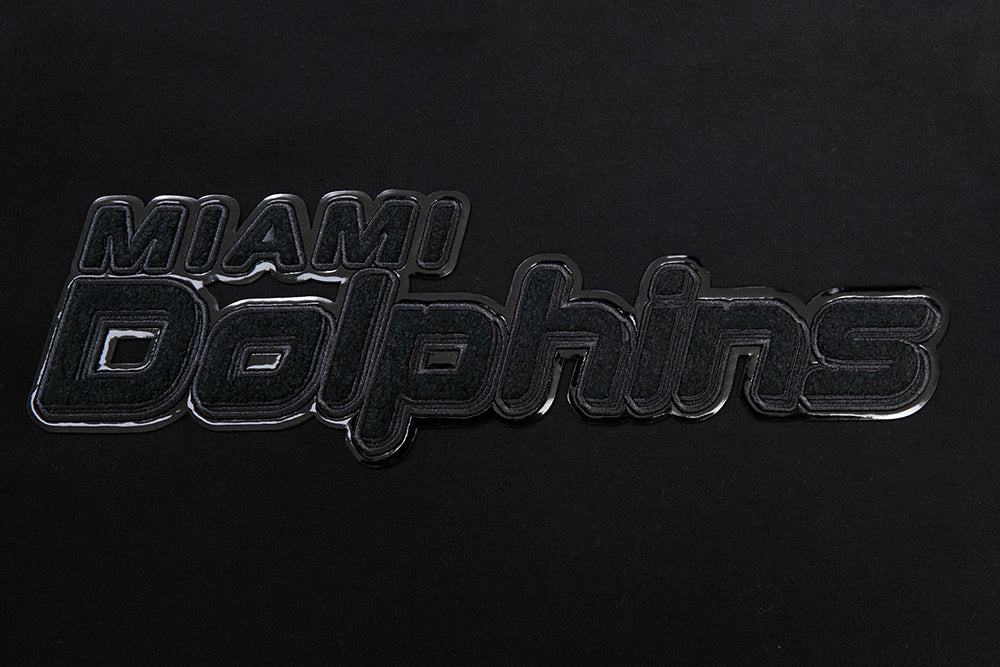 NFL MIAMI DOLPHINS TRIPLE BLACK MEN'S DOUBLE KNIT PULLOVER HOODIE (TRIPLE BLACK MEN'S) - Image 5