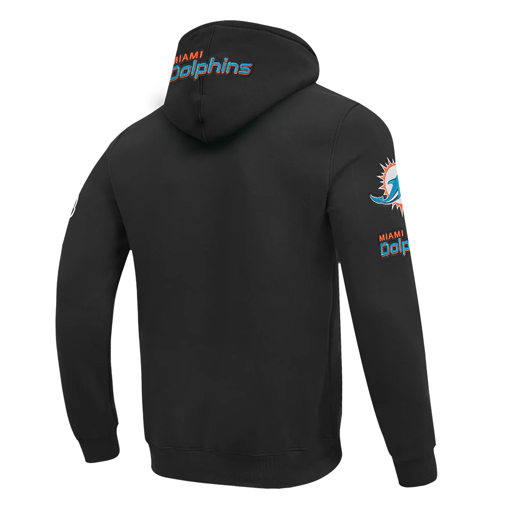 NFL MIAMI DOLPHINS OLD ENGLISH MEN'S PO HOODIE (BLACK) - Image 4
