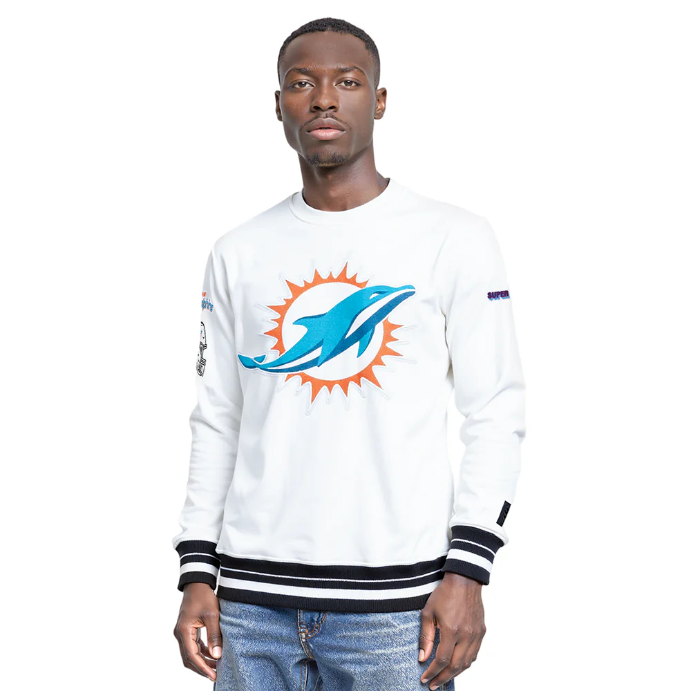 NFL MIAMI DOLPHINS MASHUP MEN'S RIB CREWNECK (WHITE/BLACK) - Image 8