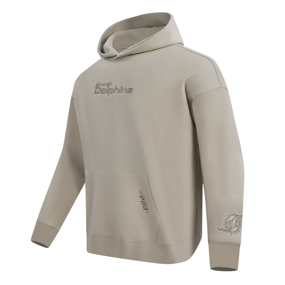 NFL MIAMI DOLPHINS WINGSPAN MEN'S DROP SHOULDER FLC PO HOODIE (TAUPE) - Image 3
