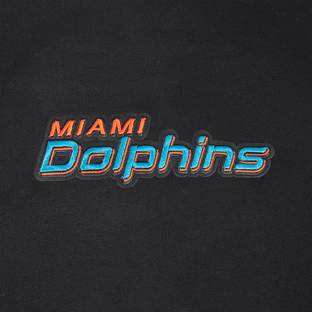 NFL MIAMI DOLPHINS WINGSPAN MEN'S DROP SHOULDER FLC CREWNECK (BLACK) - Image 7
