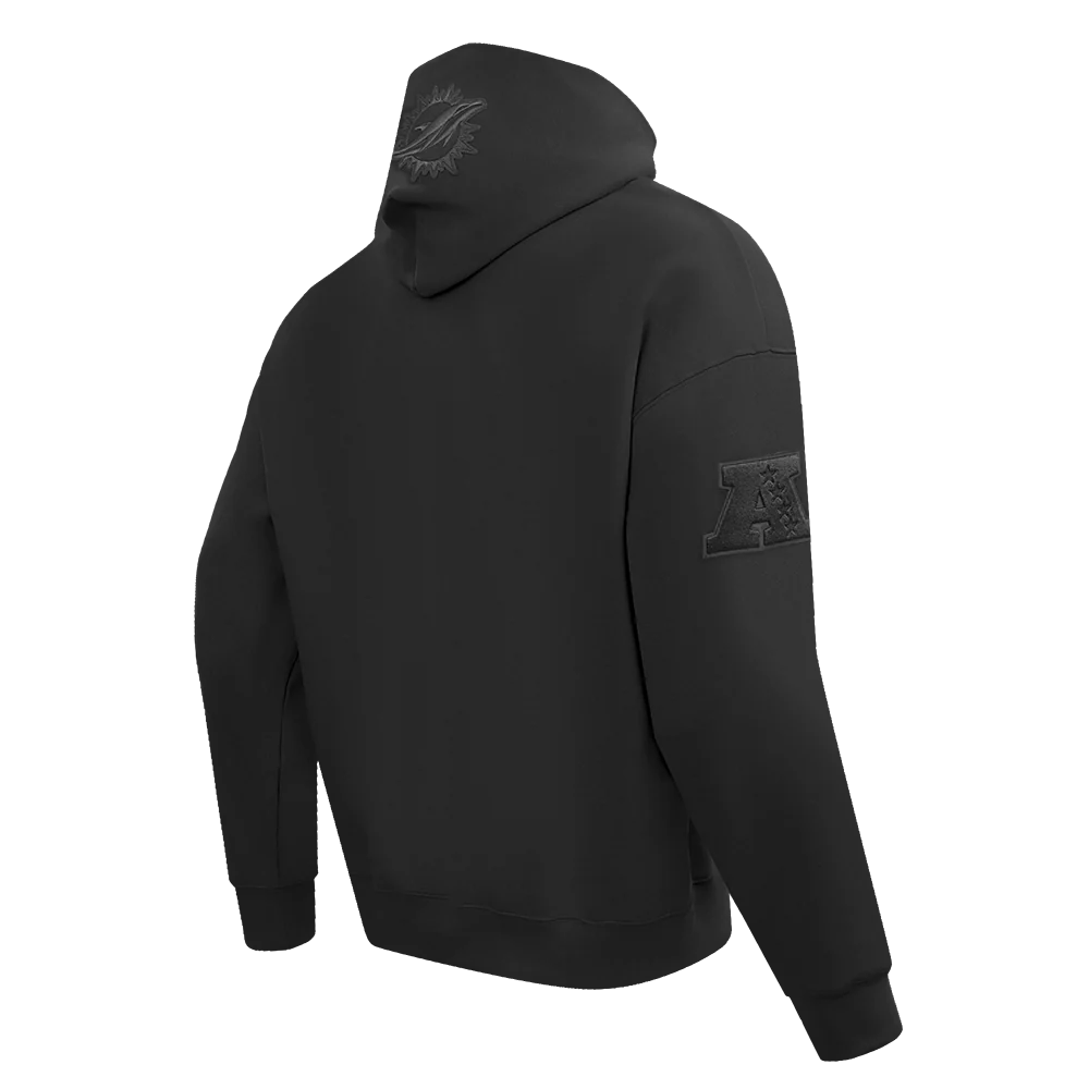 NFL MIAMI DOLPHINS NEUTRAL MEN'S DROP SHOULDER PULLOVER HOODIE (BLACK) - Image 4