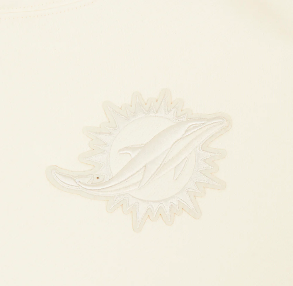 NFL MIAMI DOLPHINS NEUTRAL MEN'S DROP SHOULDER PULLOVER HOODIE (EGGSHELL) - Image 5