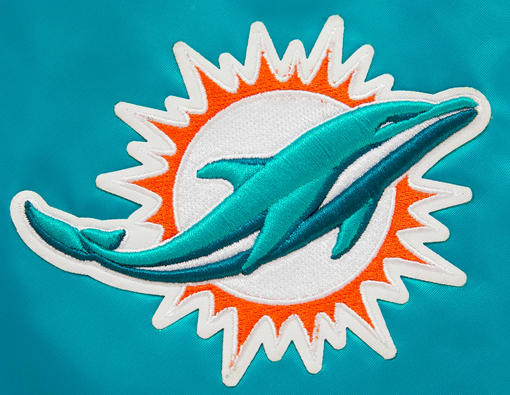 NFL MIAMI DOLPHINS BIG LOGO MEN'S SATIN JACKET (TEAL) - Image 7