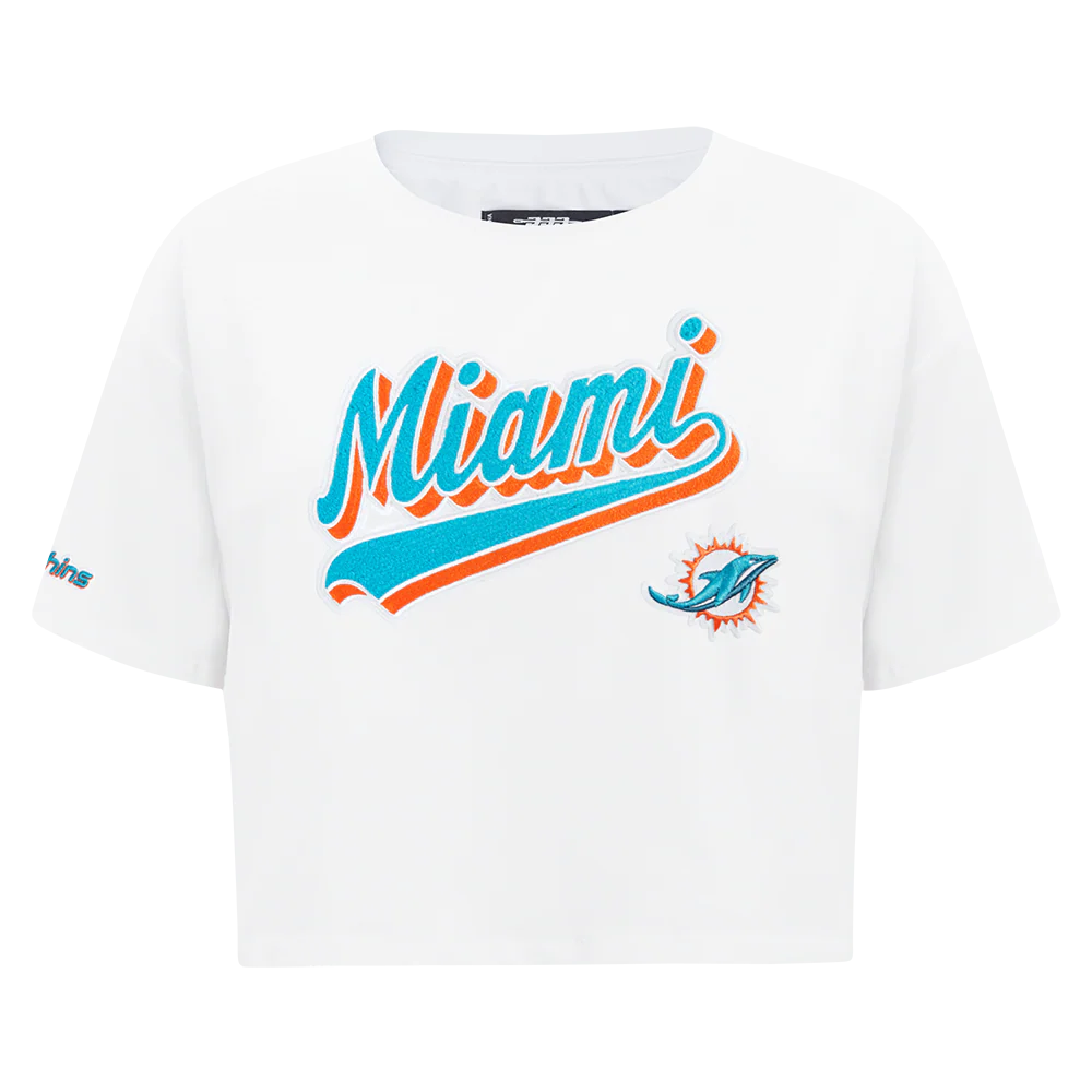 NFL MIAMI DOLPHINS SCRIPT TAIL WOMEN'S SJ BOXY TEE (WHITE) - Image 3