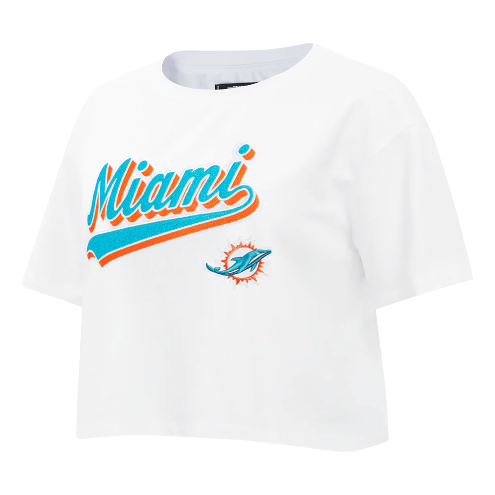 NFL MIAMI DOLPHINS SCRIPT TAIL WOMEN'S SJ BOXY TEE (WHITE) - Image 5