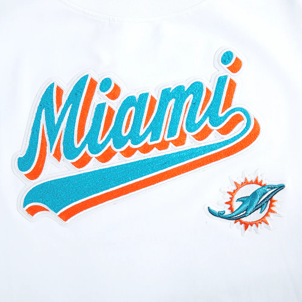 NFL MIAMI DOLPHINS SCRIPT TAIL WOMEN'S SJ BOXY TEE (WHITE) - Image 8