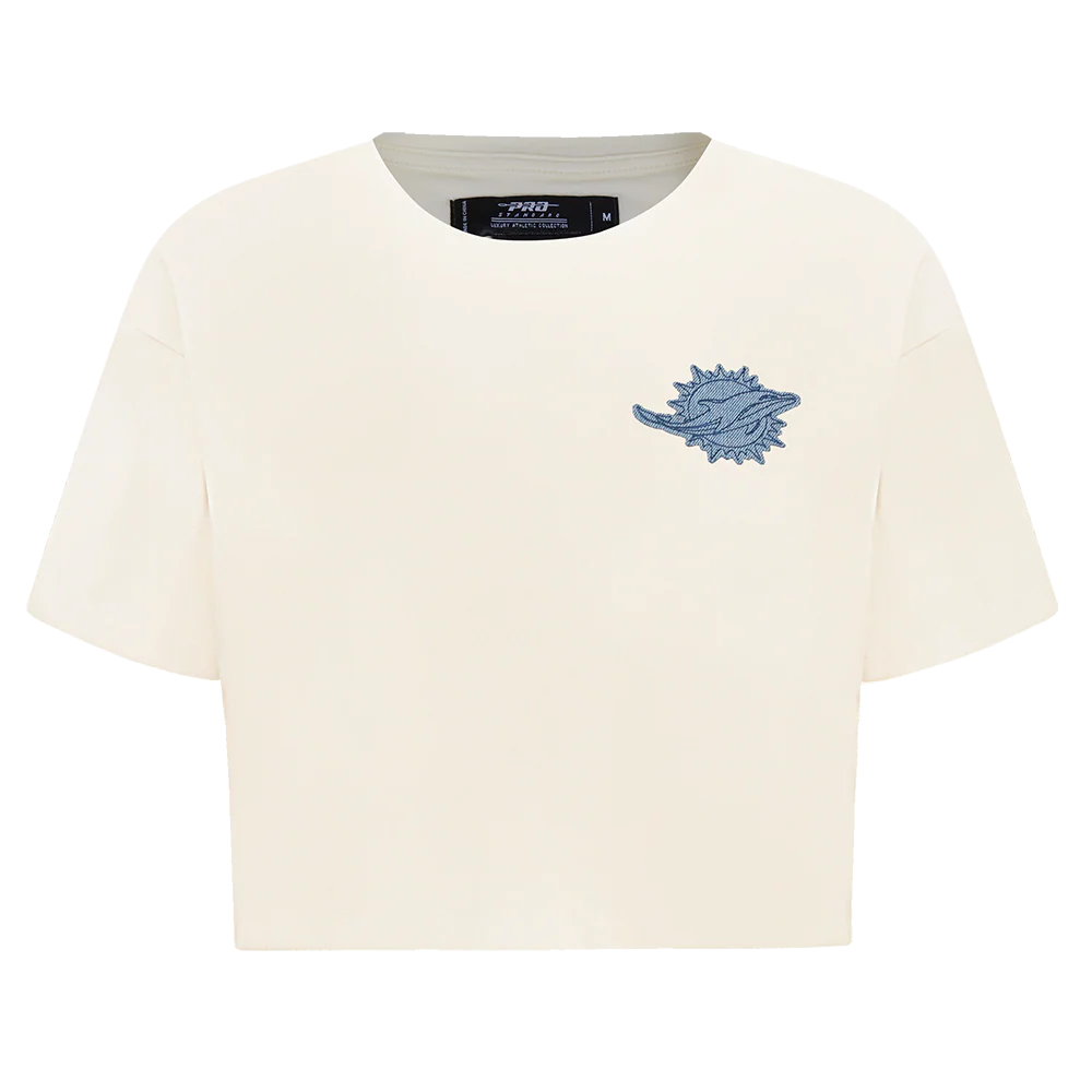 NFL MIAMI DOLPHINS VARSITY BLUES WOMEN'S BOXY TEE (LINEN)