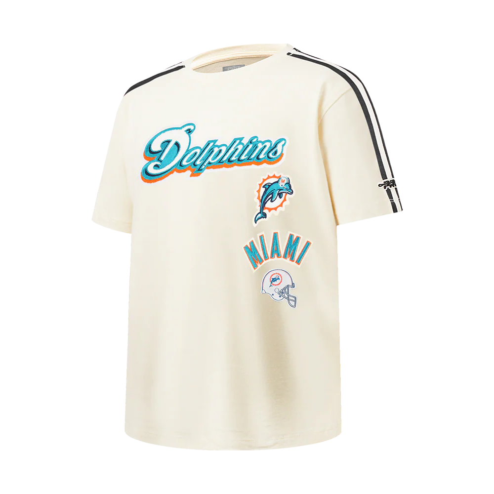 NFL MIAMI DOLPHINS RETRO CLASSICS BIG BOY'S SS TAPING TEE (EGGSHELL/ BLACK) - Image 4