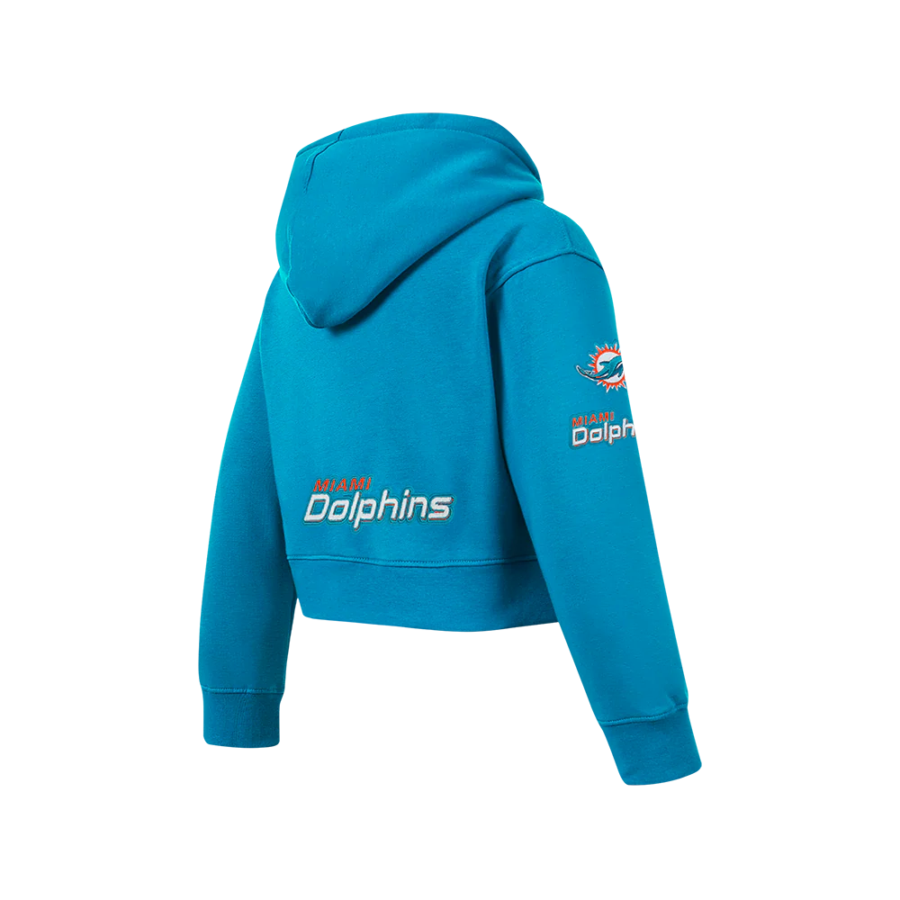 NFL MIAMI DOLPHINS CLASSIC BIG GIRL'S FLEECE FULL ZIP HOODIE (TEAL) - Image 4