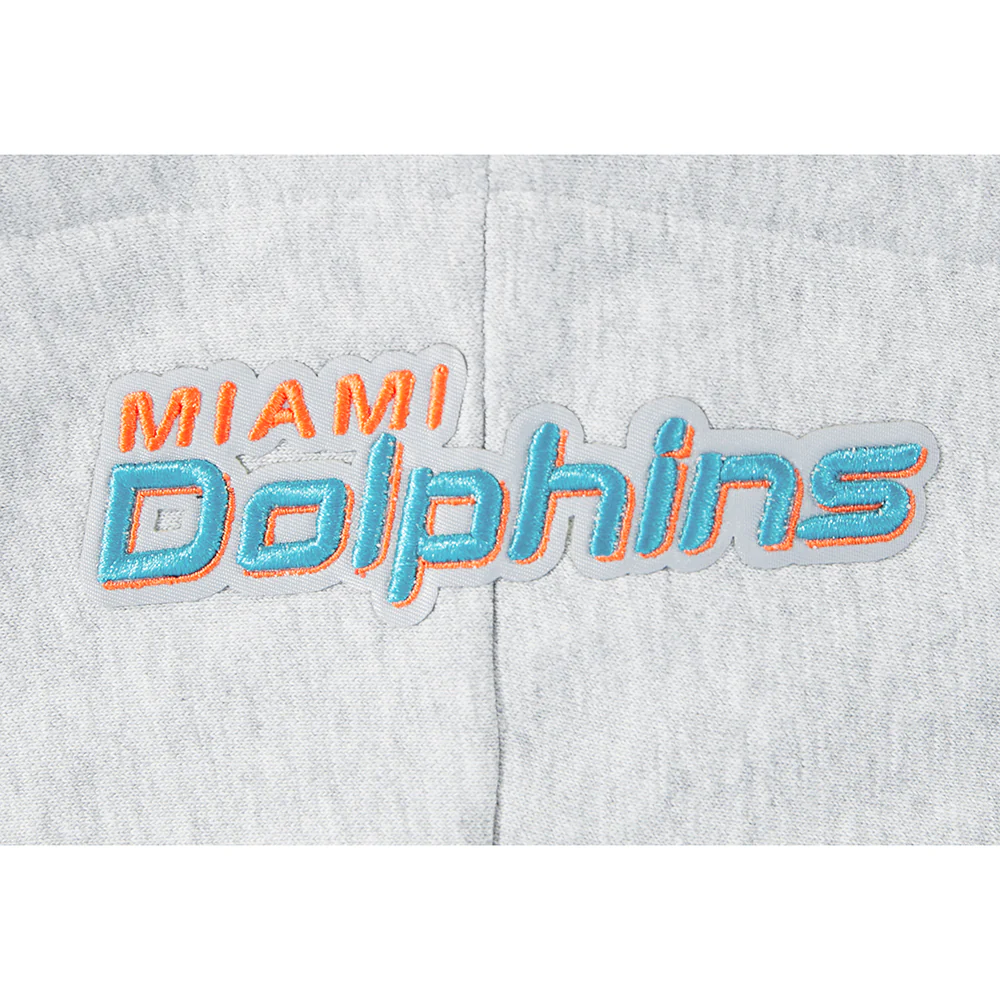 NFL MIAMI DOLPHINS SCRIPT TAIL WOMEN'S RIB FLC CROPPED PO HOODIE (HEATHER GRAY/BLACK) - Image 7