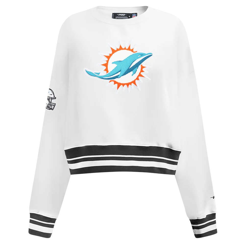 NFL MIAMI DOLPHINS MASHUP WOMEN'S RIB CREWNECK (WHITE/BLACK)