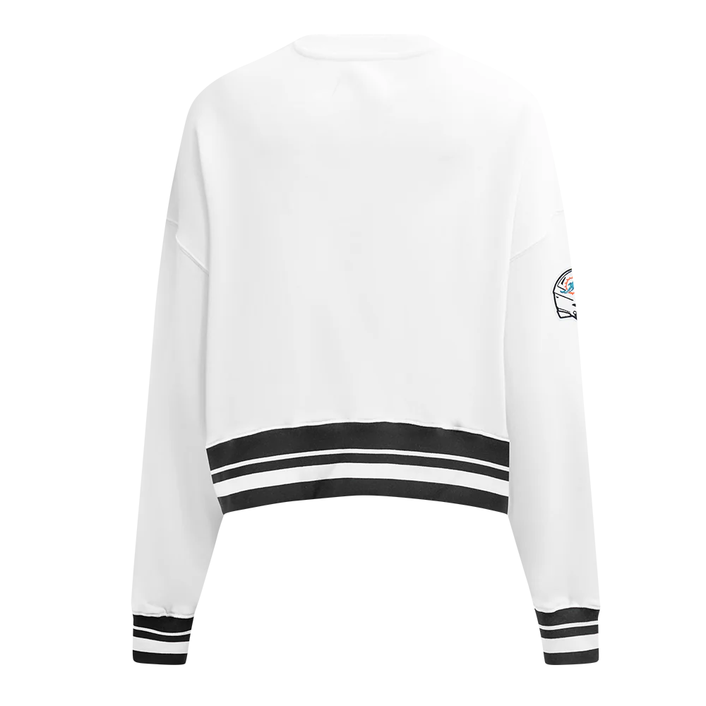 NFL MIAMI DOLPHINS MASHUP WOMEN'S RIB CREWNECK (WHITE/BLACK) - Image 3