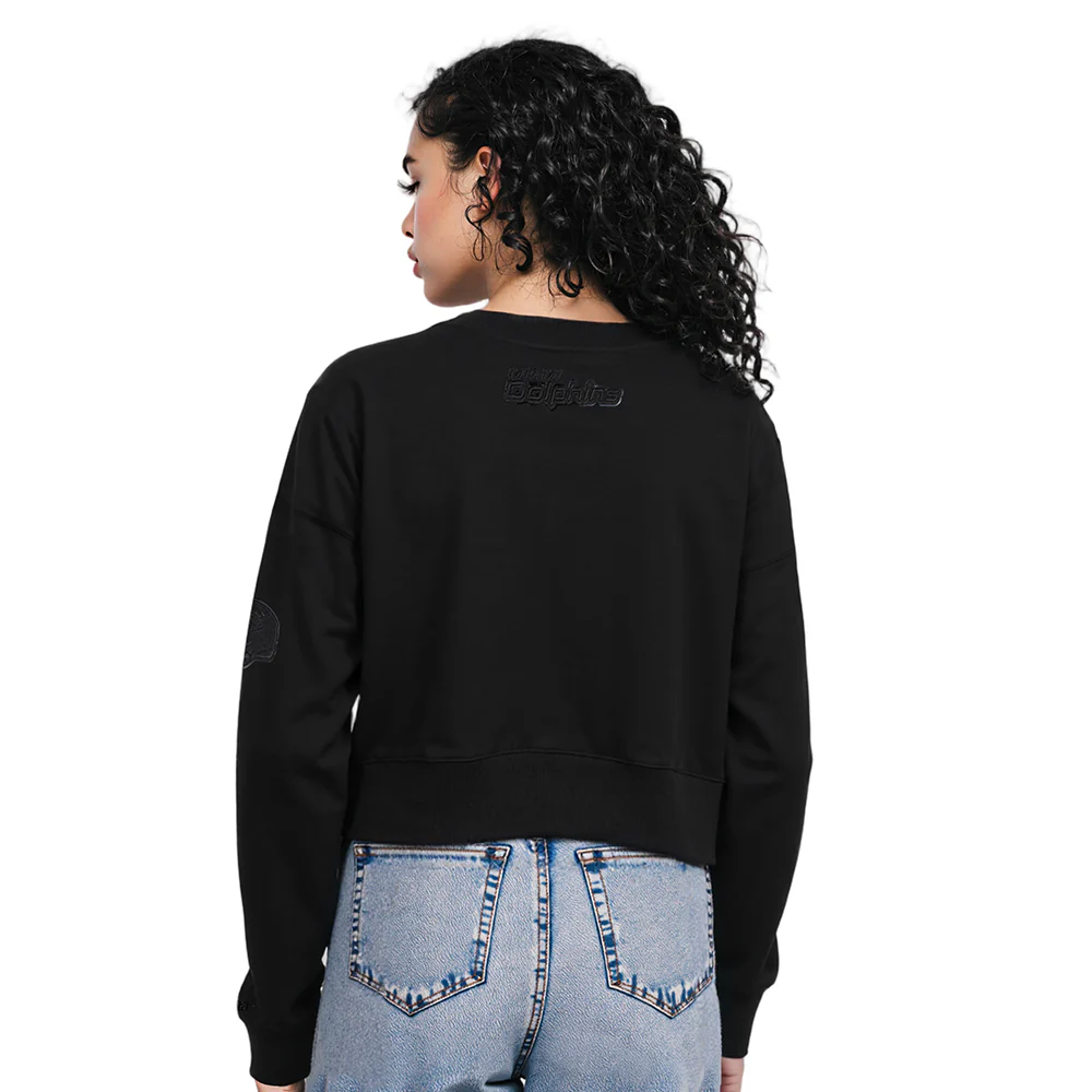 NFL MIAMI DOLPHINS TRIPLE BLACK WOMEN'S FLC CREWNECK (TRIPLE BLACK WOMEN'S) - Image 2