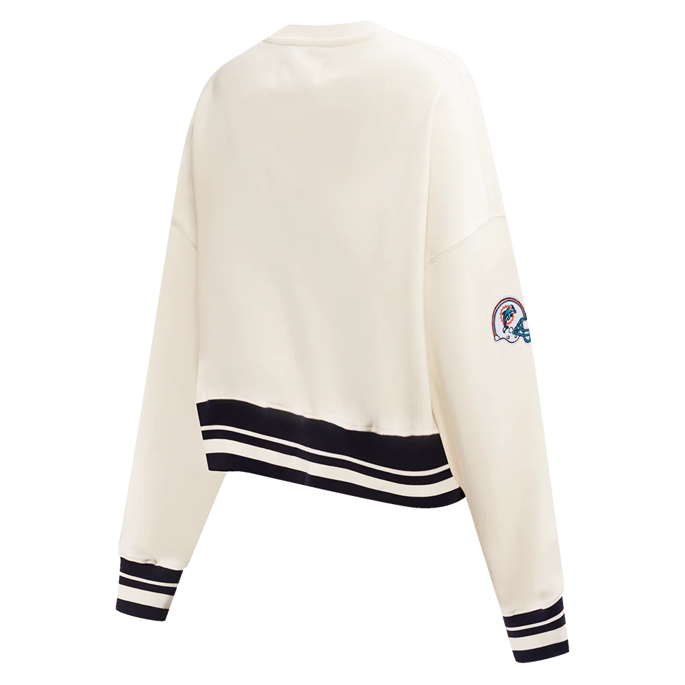 NFL MIAMI DOLPHINS RETRO CLASSIC WOMEN'S CREWNECK (EGGSHELL/BLACK) - Image 4