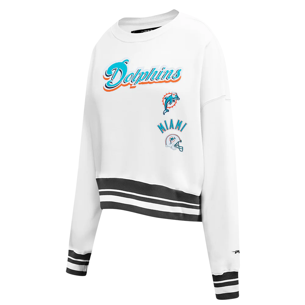 NFL MIAMI DOLPHINS RETRO CLASSIC WOMEN'S CREWNECK (WHITE/BLACK) - Image 3
