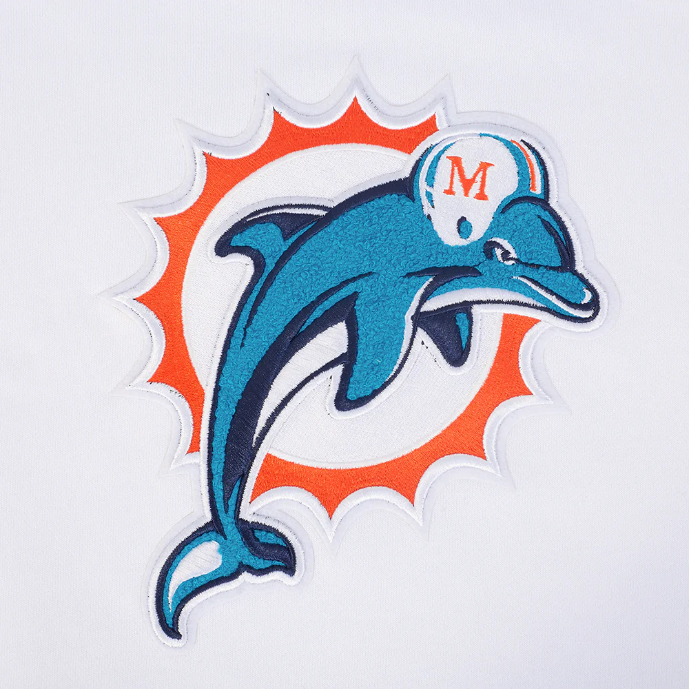 NFL MIAMI DOLPHINS RETRO CLASSIC WOMEN'S CROPPED PO HOODIE (WHITE/BLACK) - Image 7