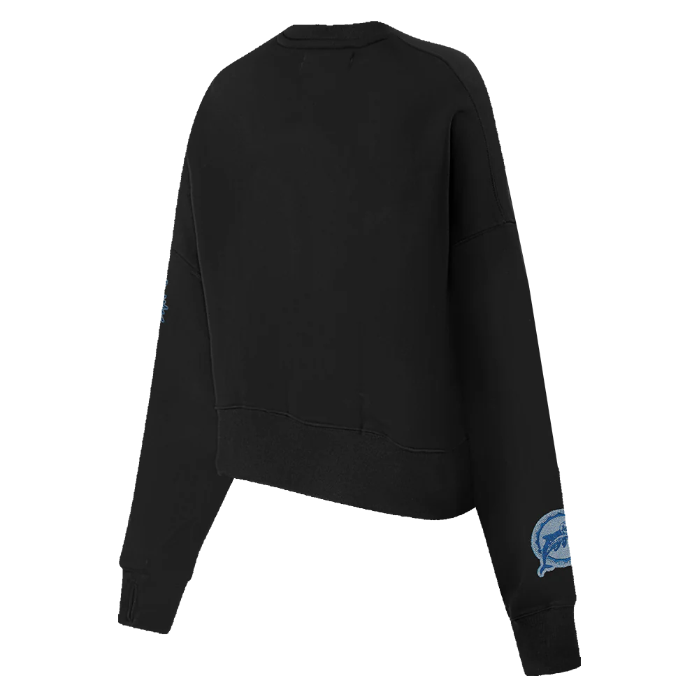 NFL MIAMI DOLPHINS VARSITY BLUES WOMEN'S CREWNECK (BLACK) - Image 4
