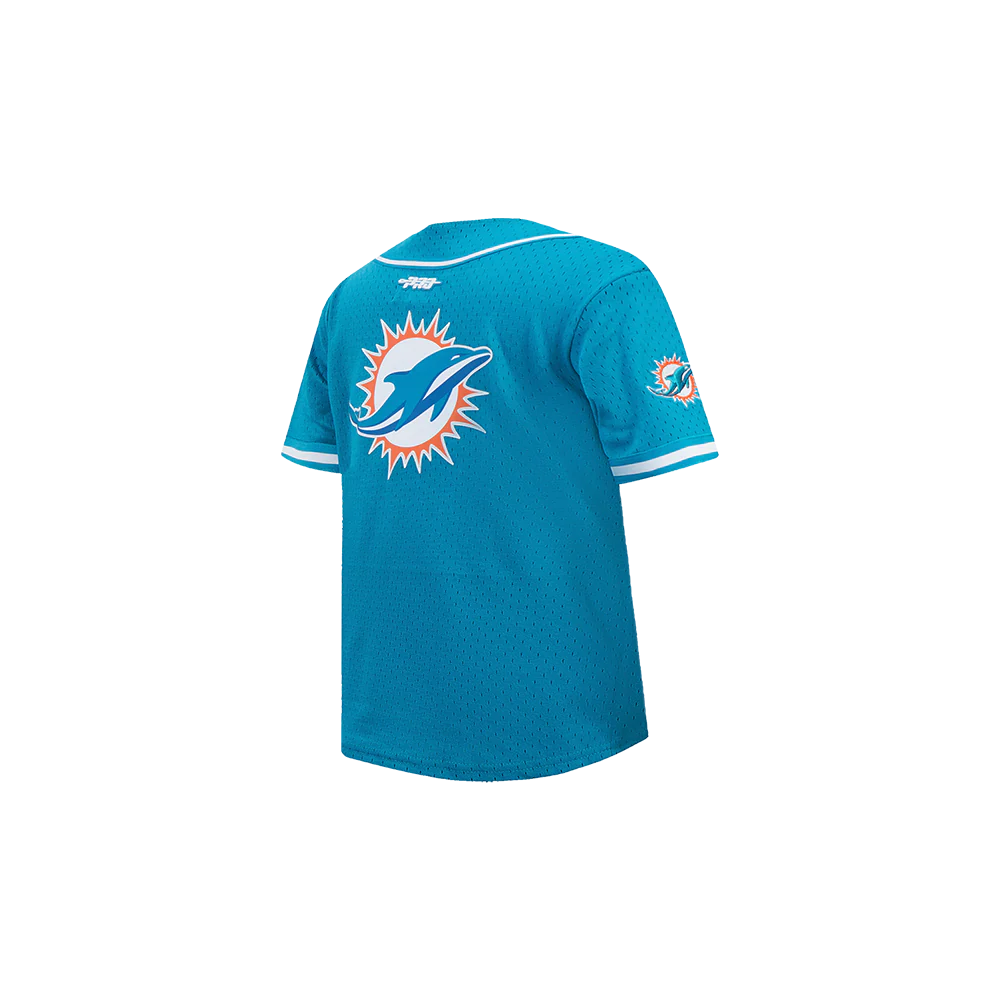 NFL MIAMI DOLPHINS CLASSIC LITTLE BOY'S MESH BUTTON DOWN SHIRT (TEAL) - Image 4
