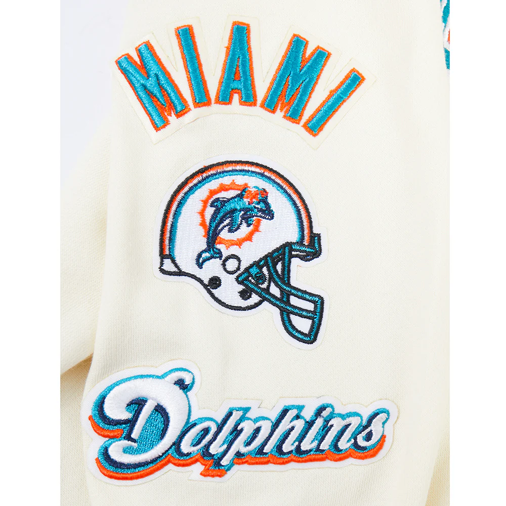NFL MIAMI DOLPHINS RETRO CLASSIC LITTLE BOY'S RIB FLC PO HOODIE (EGGSHELL/ BLACK) - Image 14