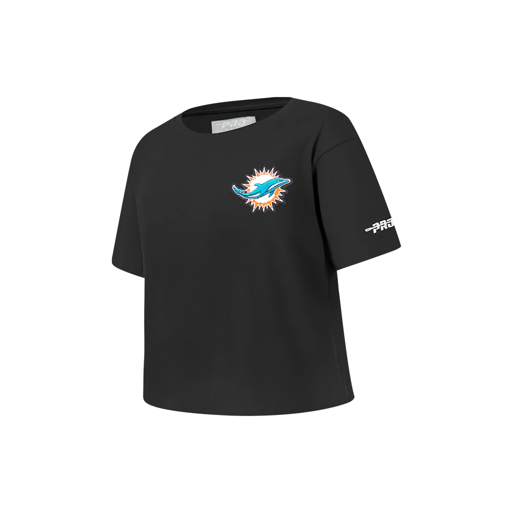 NFL MIAMI DOLPHINS CLASSIC LITTLE GIRLS SHORT SLEEVE BOXY TEE (BLACK) - Image 2