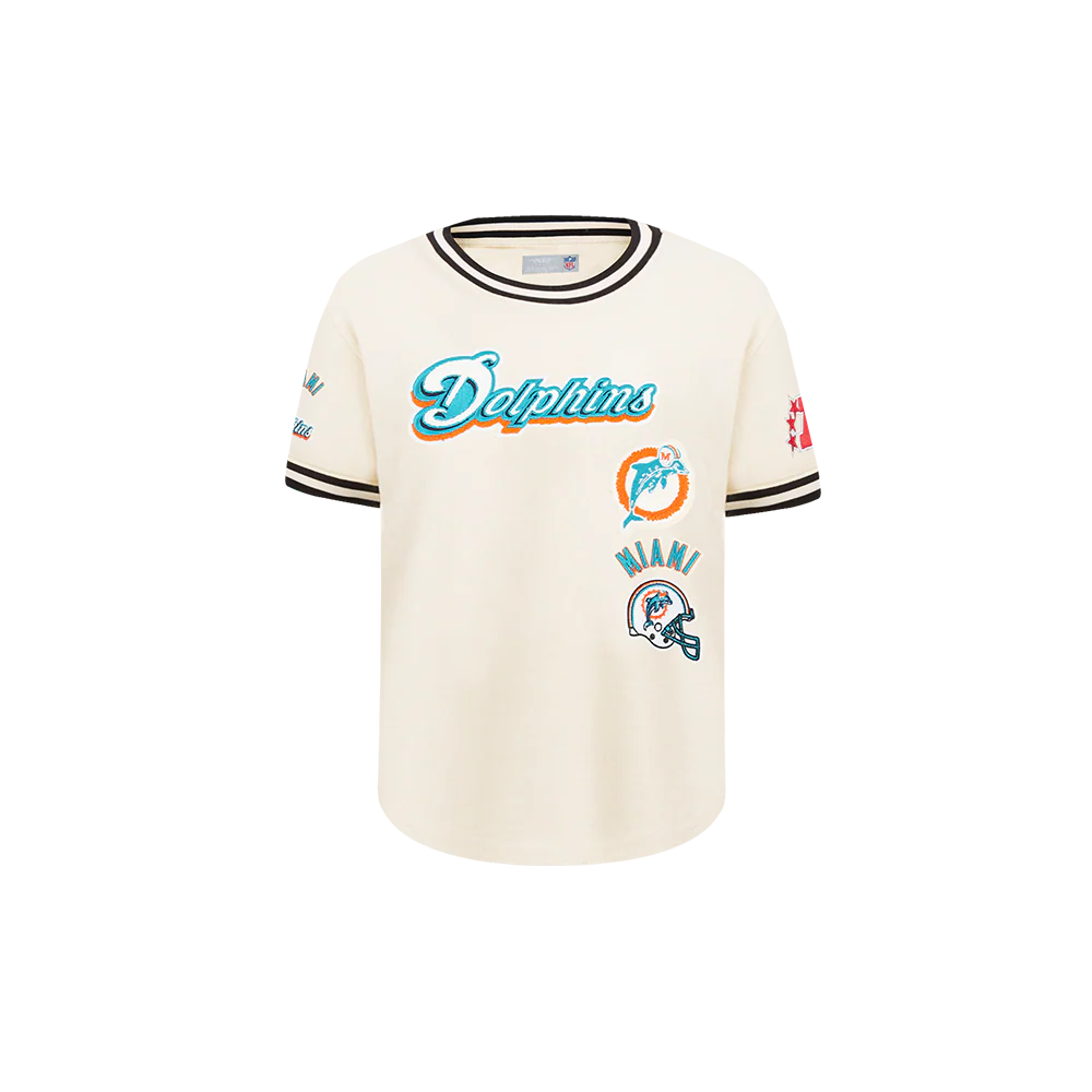 NFL MIAMI DOLPHINS RETRO CLASSIC TODDLER BOY'S SS STRIPED RIB TEE (EGGSHELL/ BLACK) - Image 3