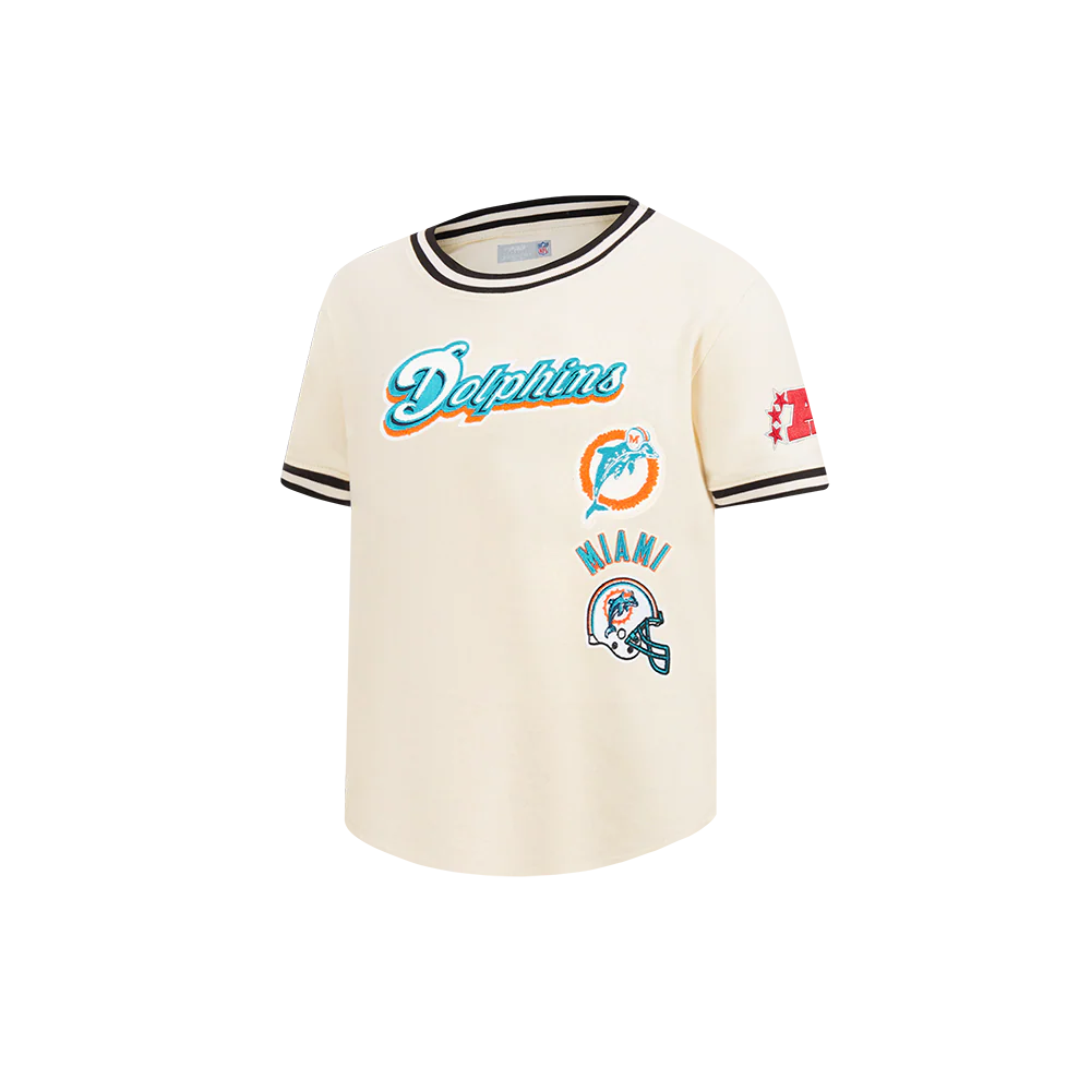 NFL MIAMI DOLPHINS RETRO CLASSIC TODDLER BOY'S SS STRIPED RIB TEE (EGGSHELL/ BLACK) - Image 4