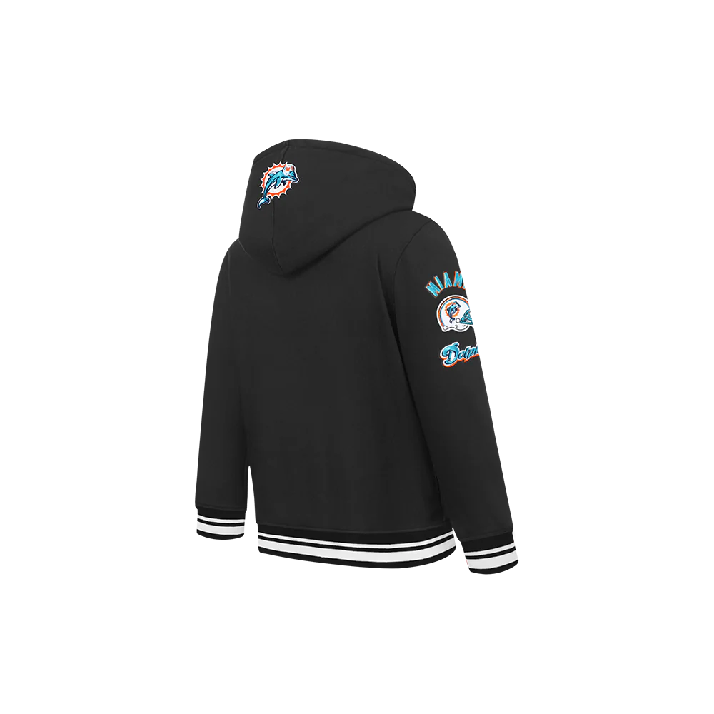 NFL MIAMI DOLPHINS RETRO CLASSIC TODDLER BOYS RIB FLEECE PULLOVER HOODIE (BLACK) - Image 4