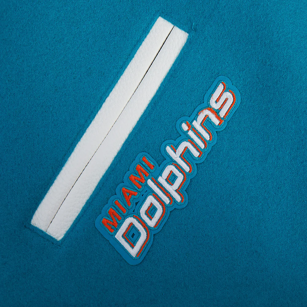 NFL MIAMI DOLPHINS CLASSIC CHENILLE TODDLER BOY'S WOOL VARSITY JACKET (TEAL/WHITE) - Image 7