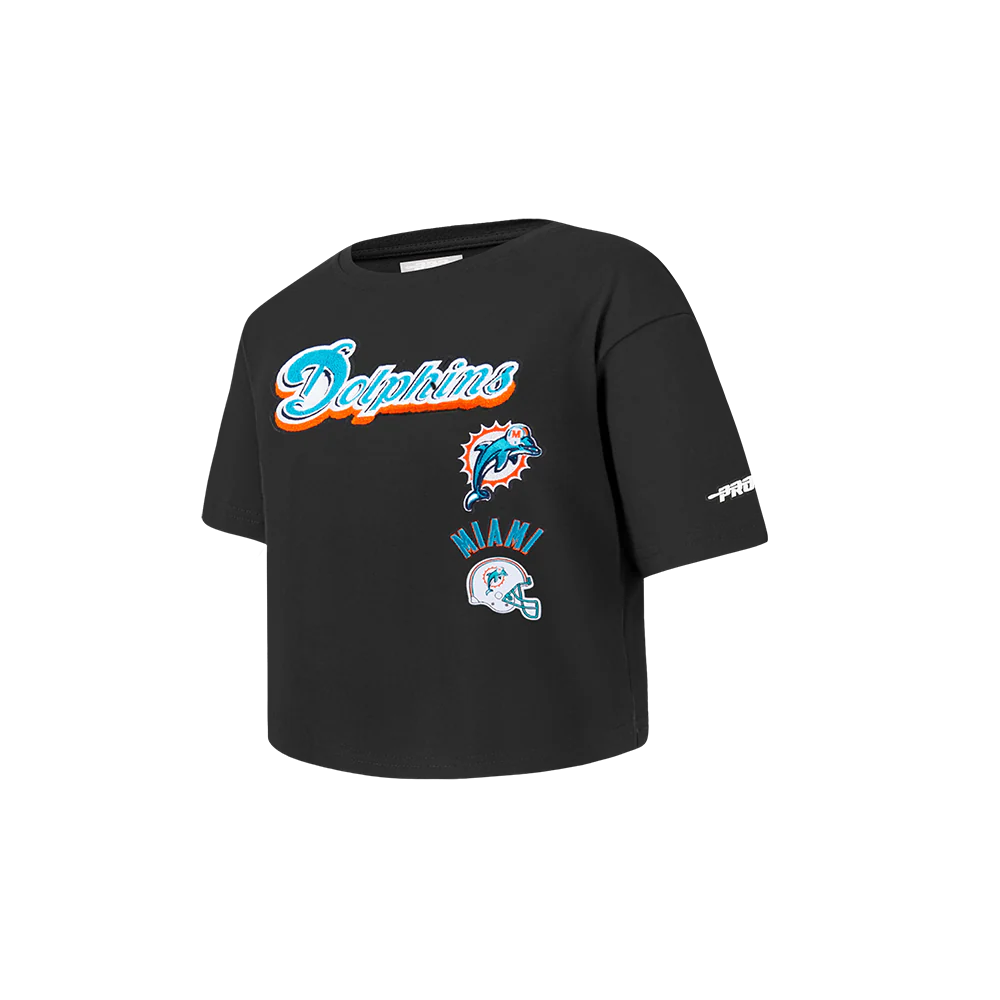 NFL MIAMI DOLPHINS RETRO CLASSIC TODDLER GIRLS SHORT SLEEVE BOXY TEE (BLACK) - Image 4