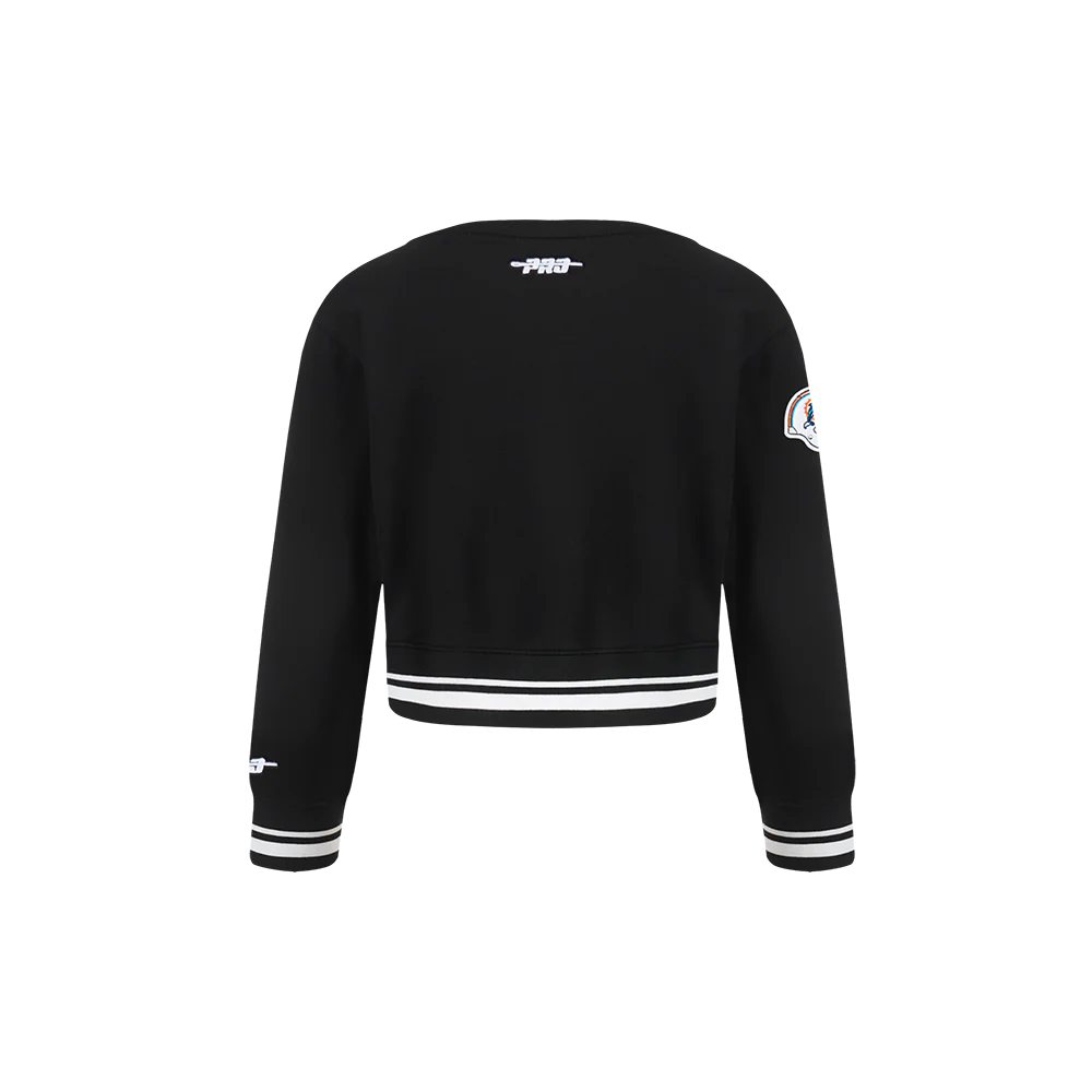 NFL MIAMI DOLPHINS RETRO CLASSIC TODDLER GIRLS RIB FLEECE CREWNECK (BLACK) - Image 5