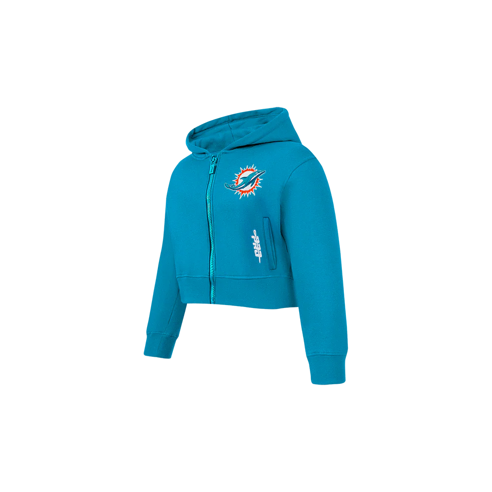 NFL MIAMI DOLPHINS CLASSIC TODDLER GIRL'S FLEECE FULL ZIP HOODIE (TEAL) - Image 3
