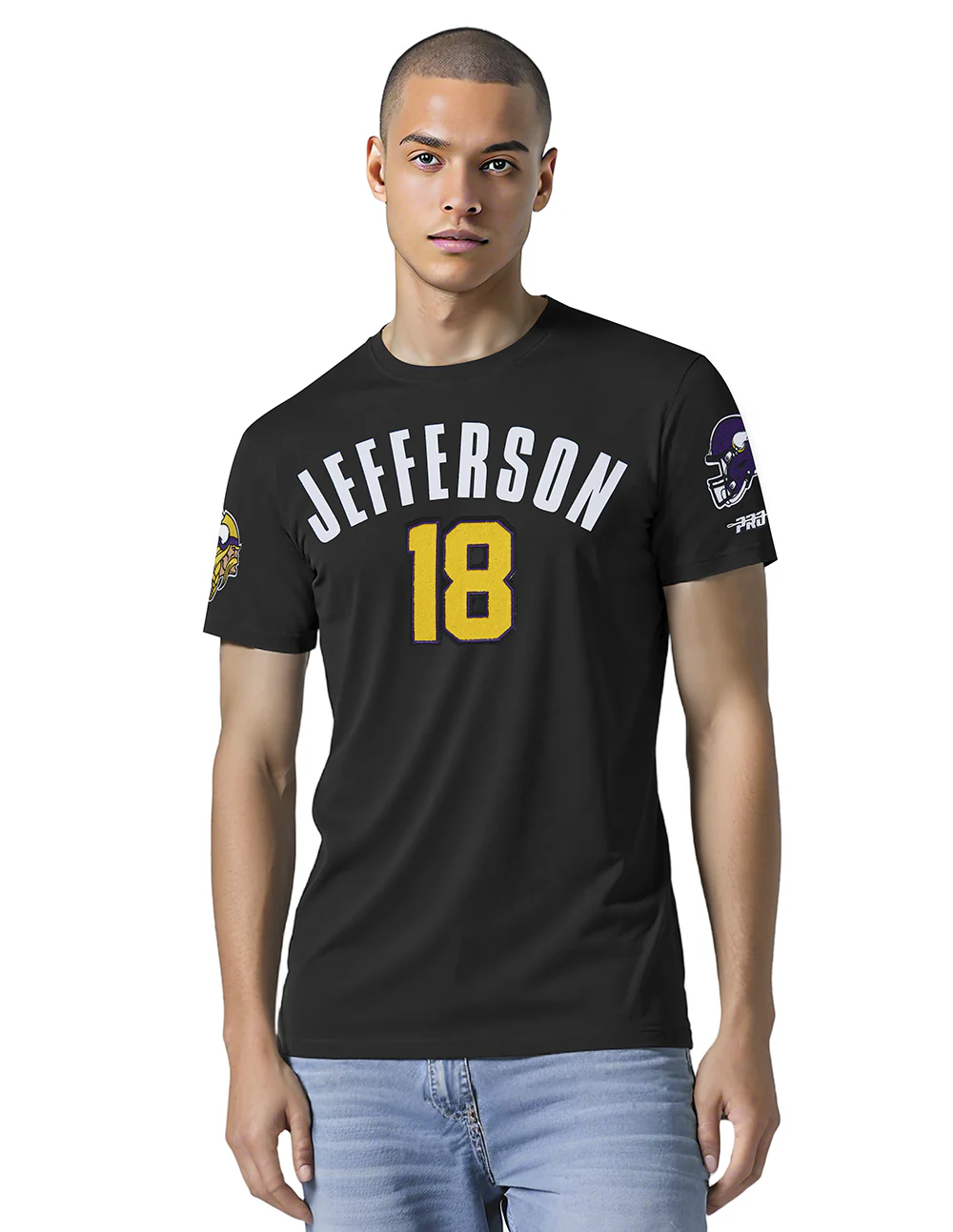 NFL MINNESOTA VIKINGS JUSTIN JEFFERSON #18 CLASSIC PNN MEN'S SJ TEE (BLACK)