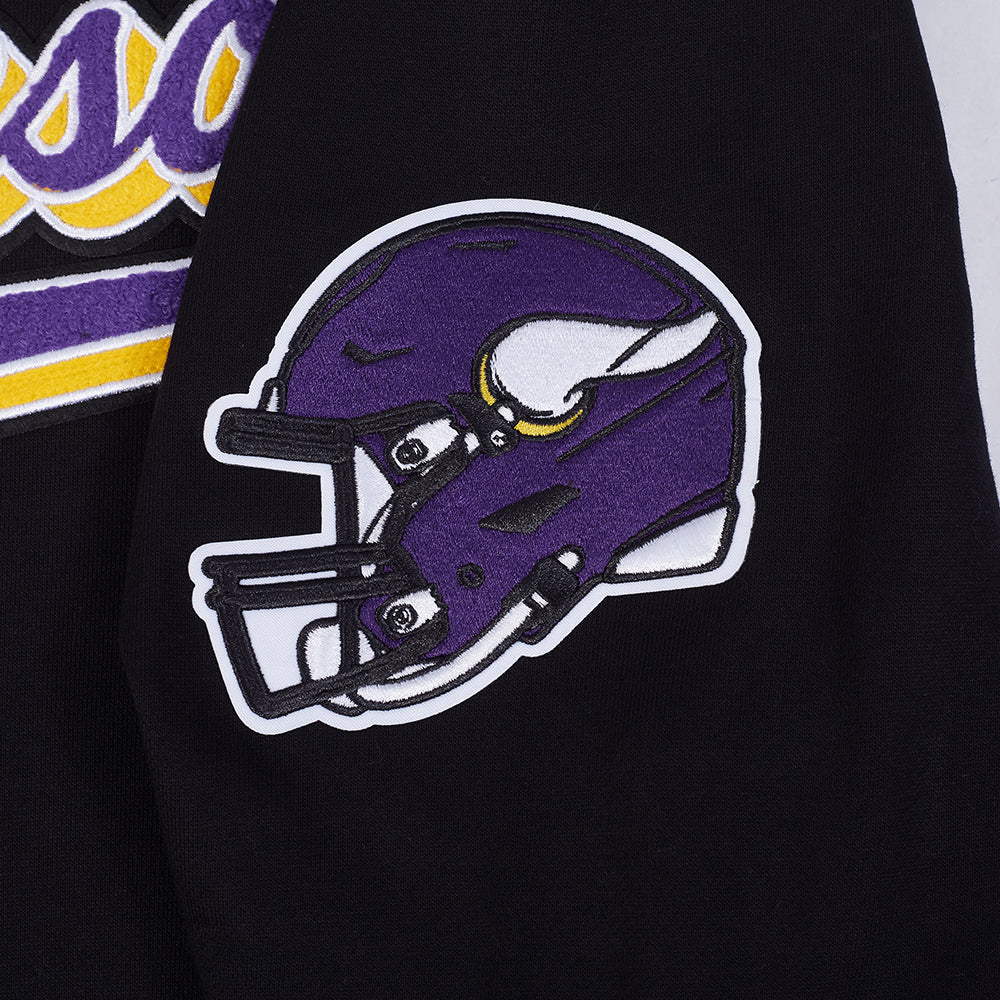 NFL MINNESOTA VIKINGS SCRIPT TAIL MEN'S RIB FLC PO HOODIE (BLACK) - Image 11