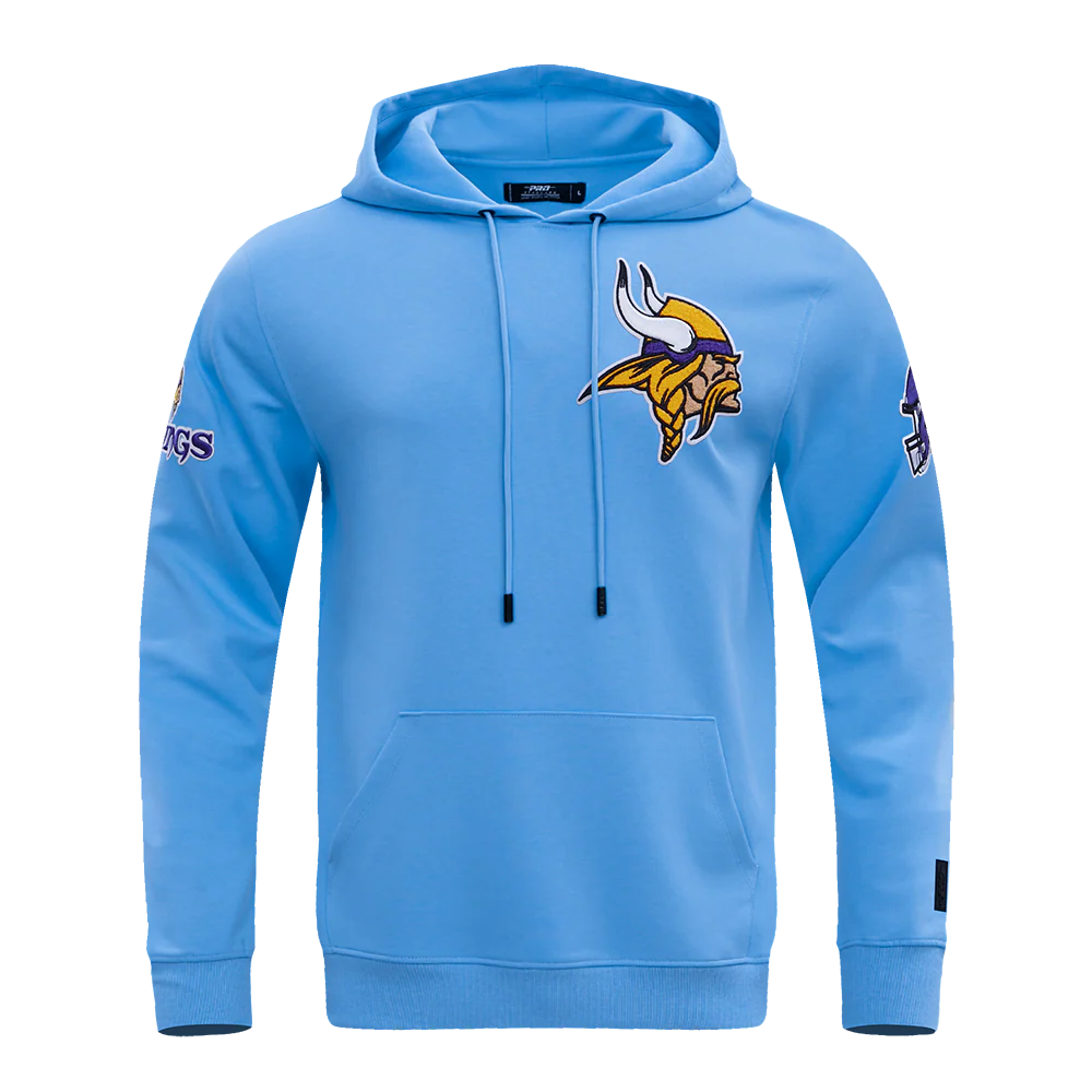 NFL MINNESOTA VIKINGS CLASSIC CHENILLE DOUBLE KNIT PULLOVER HOODIE (UNIVERSITY BLUE)
