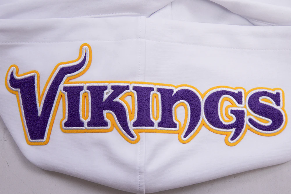 NFL MINNESOTA VIKINGS CLASSIC CHENILLE DOUBLE KNIT PULLOVER HOODIE (WHITE) - Image 5