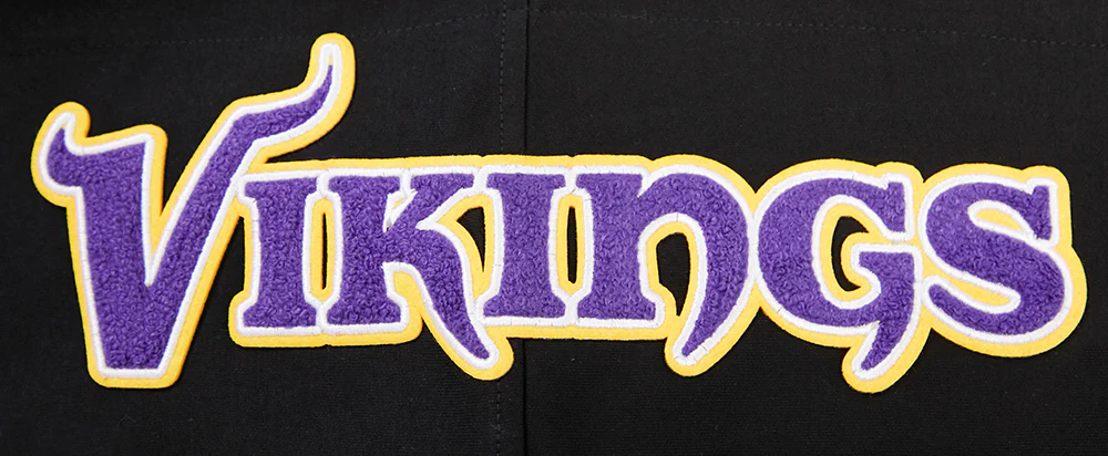 NFL MINNESOTA VIKINGS CLASSIC CHENILLE MEN'S FZ PO HOODIE (BLACK) - Image 5