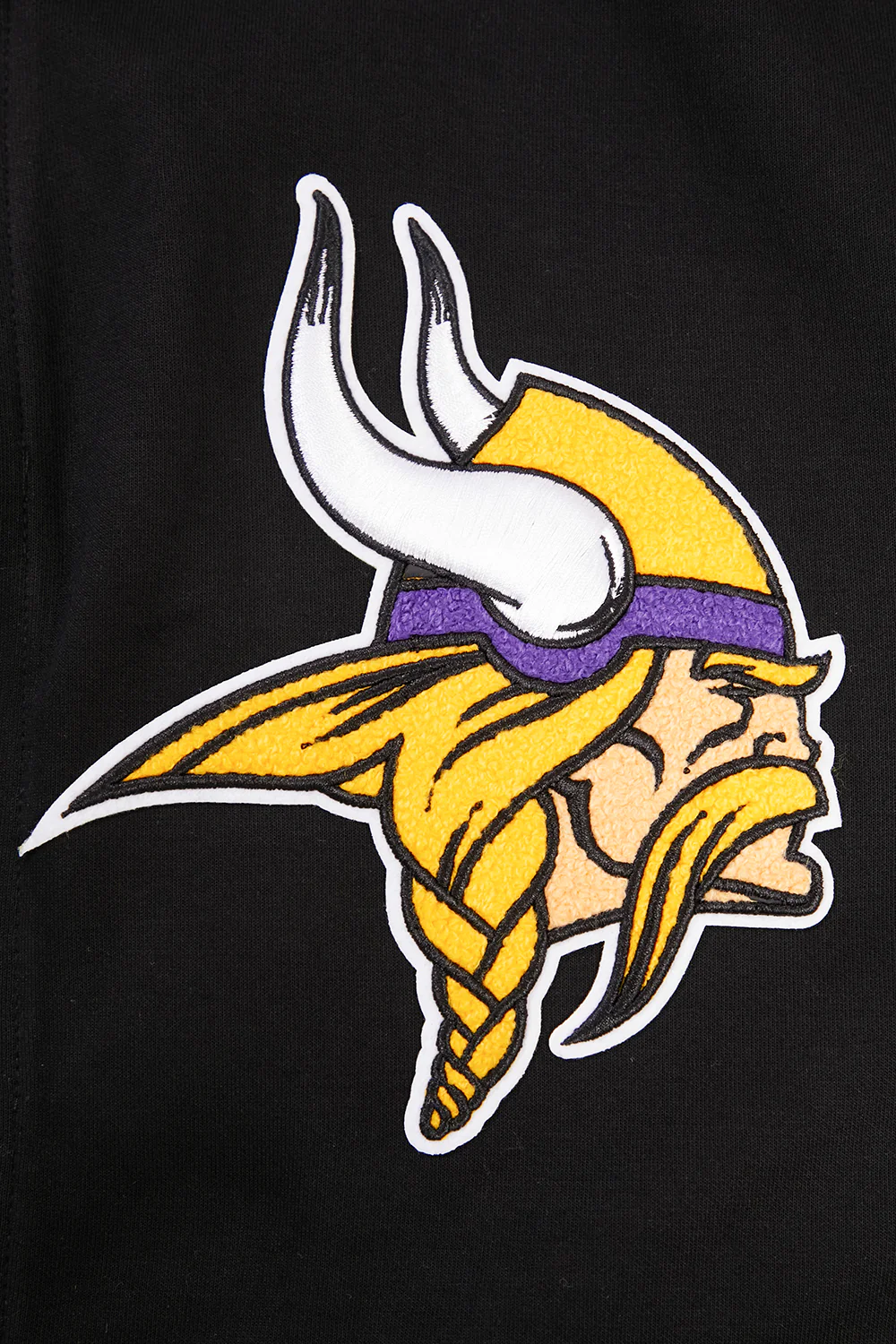 NFL MINNESOTA VIKINGS CLASSIC CHENILLE MEN'S FZ PO HOODIE (BLACK) - Image 6