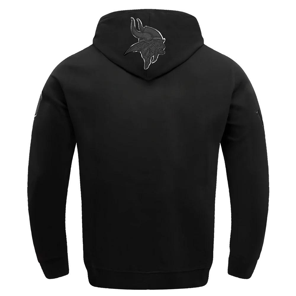 NFL MINNESOTA VIKINGS TRIPLE BLACK MEN'S DOUBLE KNIT PULLOVER HOODIE (TRIPLE BLACK MEN'S) - Image 4