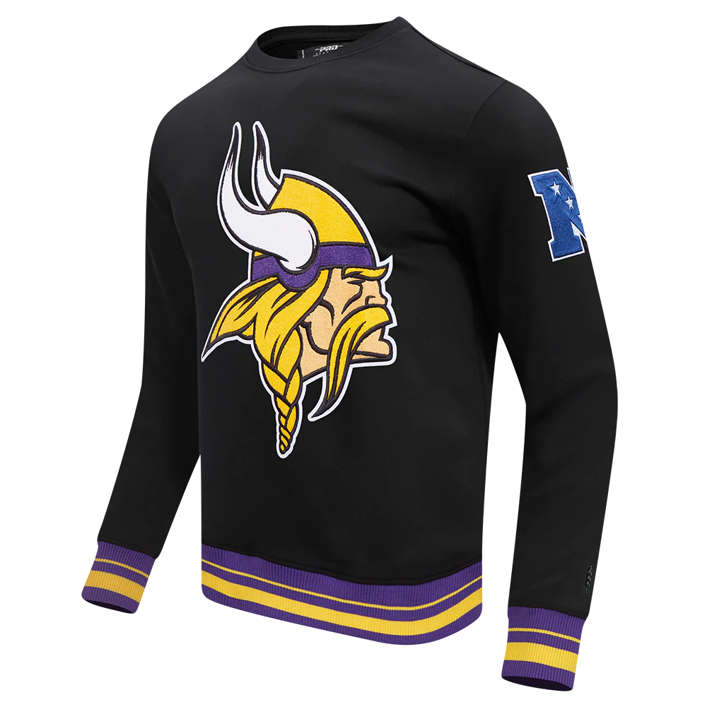 NFL MINNESOTA VIKINGS MASHUP MEN'S RIB CREWNECK (BLACK/PURPLE) - Image 10