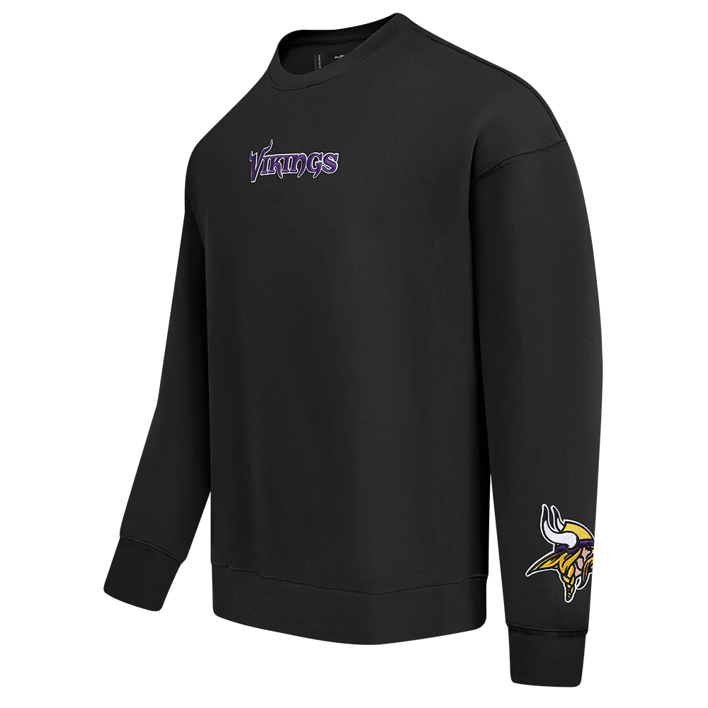 NFL MINNESOTA VIKINGS WINGSPAN MEN'S DROP SHOULDER FLC CREWNECK (BLACK) - Image 10