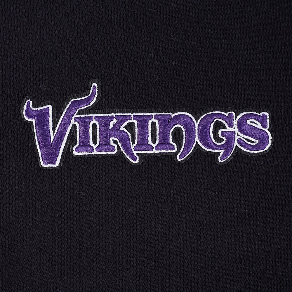 NFL MINNESOTA VIKINGS WINGSPAN MEN'S DROP SHOULDER FLC CREWNECK (BLACK) - Image 7