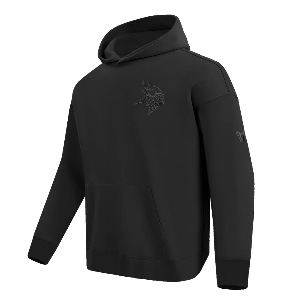 NFL MINNESOTA VIKINGS NEUTRAL MEN'S DROP SHOULDER PULLOVER HOODIE (BLACK) - Image 2