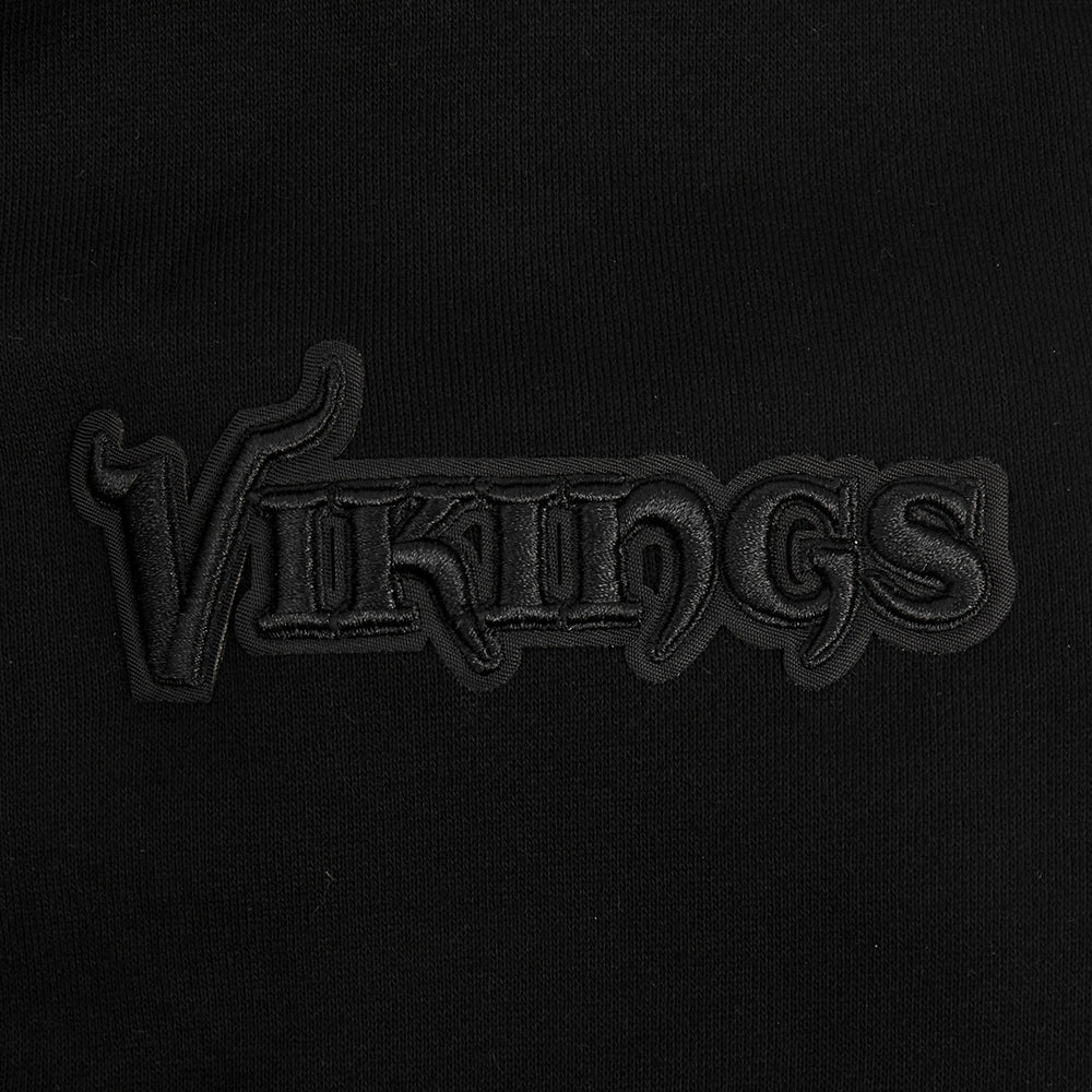 NFL MINNESOTA VIKINGS NEUTRAL MEN'S DROP SHOULDER PULLOVER HOODIE (BLACK) - Image 6