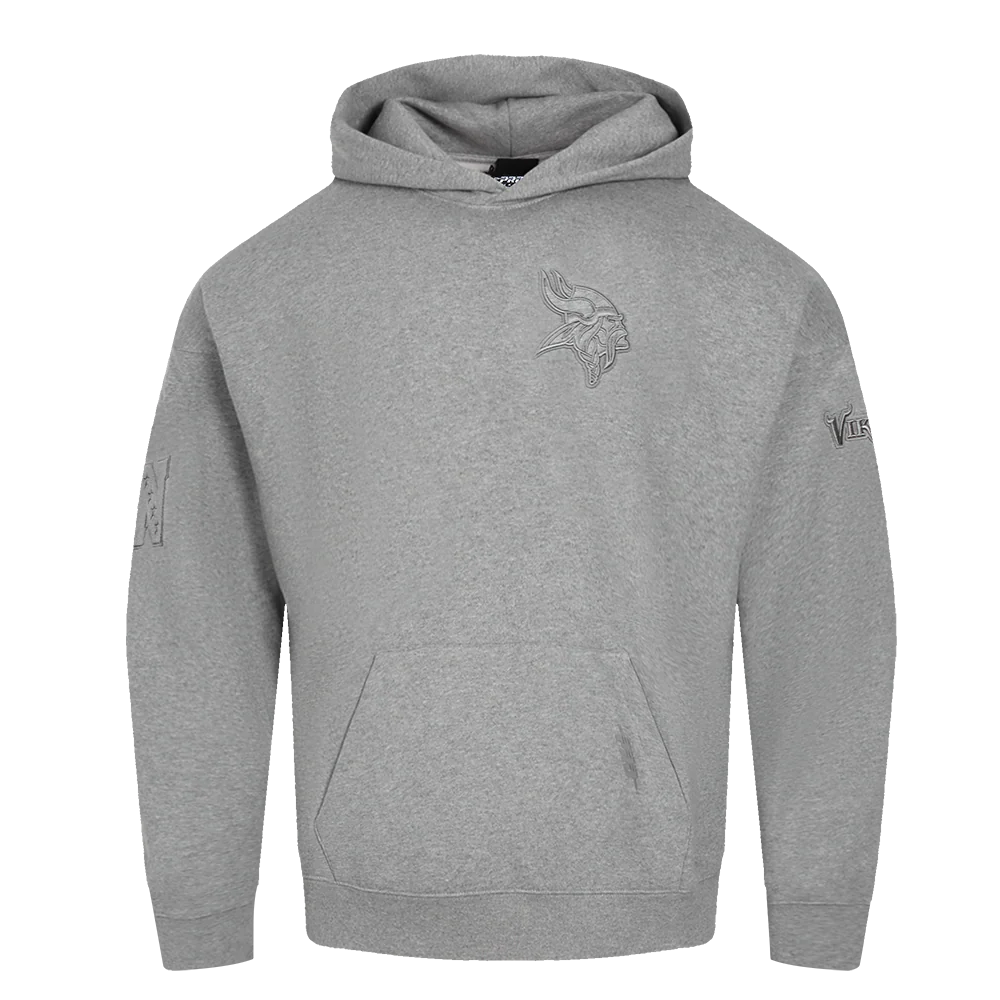 NFL MINNESOTA VIKINGS NEUTRAL MEN'S DROP SHOULDER PULLOVER HOODIE (DARK HEATHER GRAY)
