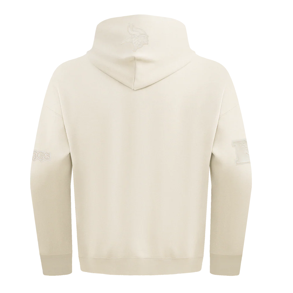 NFL MINNESOTA VIKINGS NEUTRAL MEN'S DROP SHOULDER PULLOVER HOODIE (EGGSHELL) - Image 3