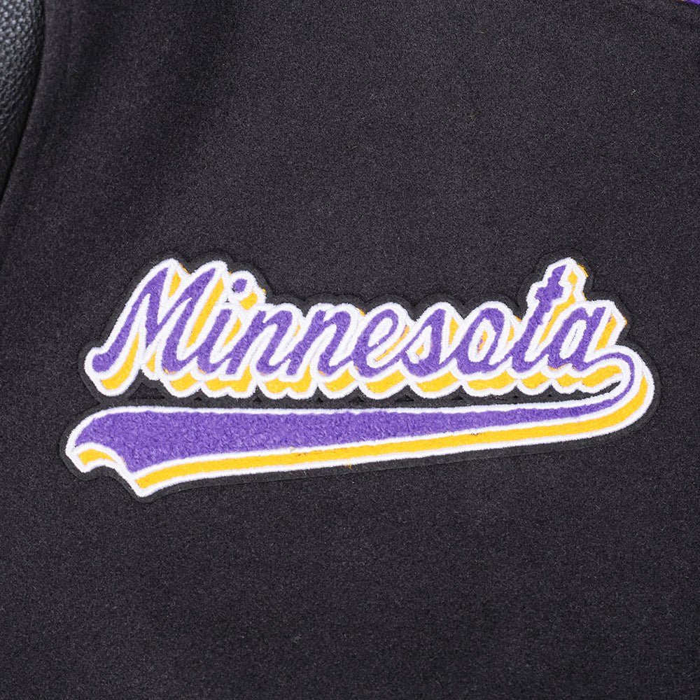 NFL MINNESOTA VIKINGS SCRIPT TAIL MEN'S RIB WOOL VARSITY (BLACK/PURPLE) - Image 11