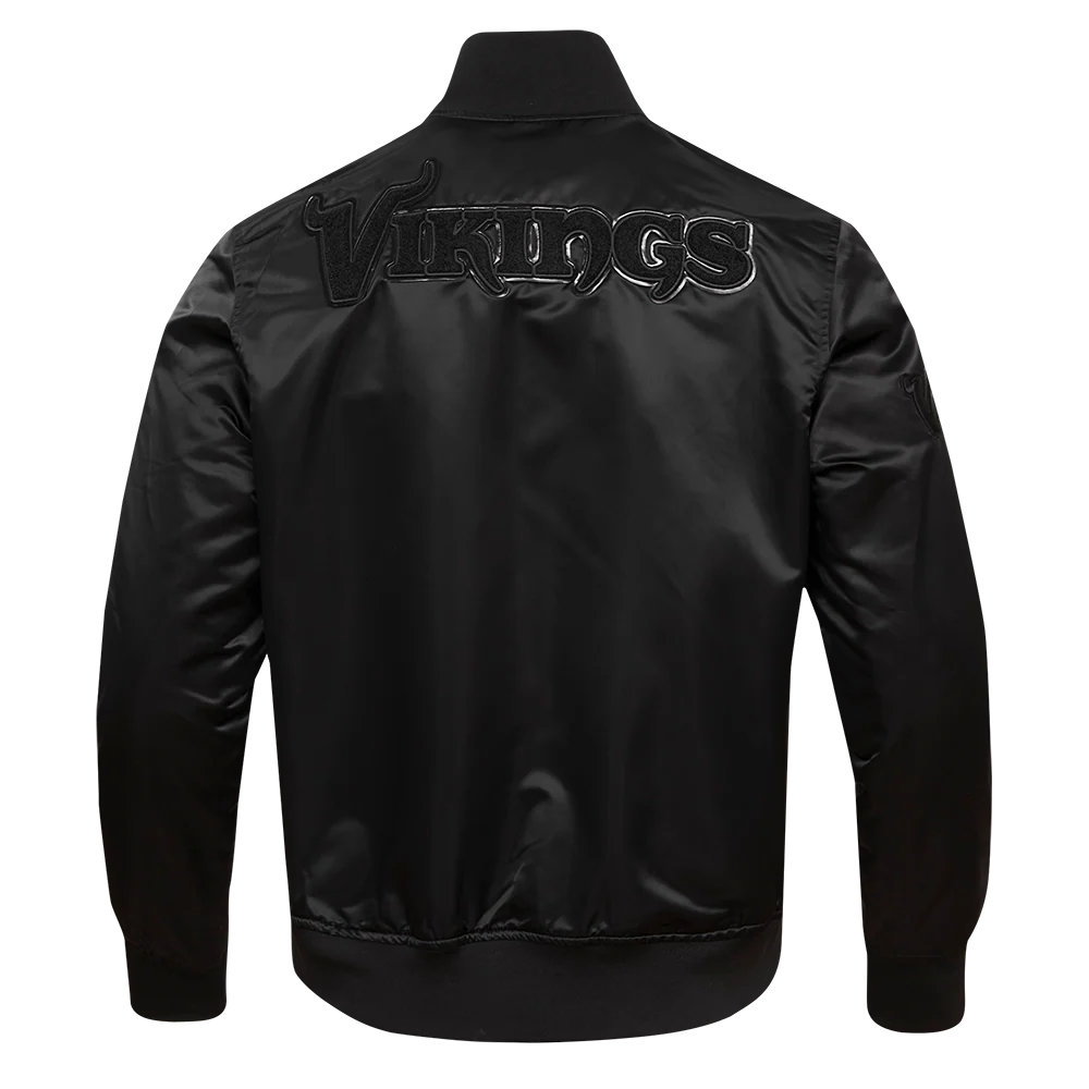 NFL MINNESOTA VIKINGS TRIPLE BLACK SATIN JACKET (TRIPLE BLACK) - Image 4