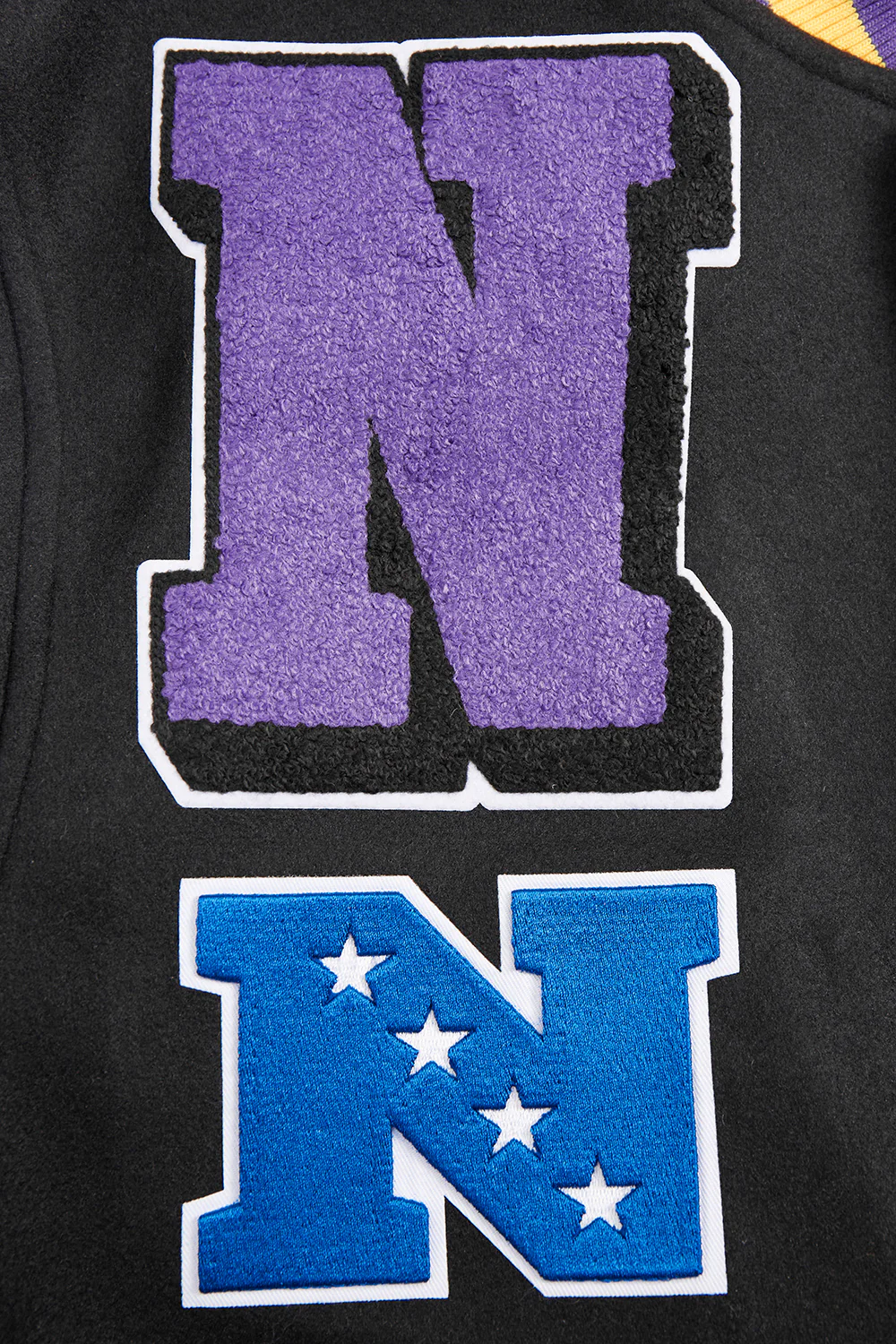 NFL MINNESOTA VIKINGS MASHUP MEN'S RIB WOOL VARSITY JACKET (BLACK/PURPLE) - Image 6